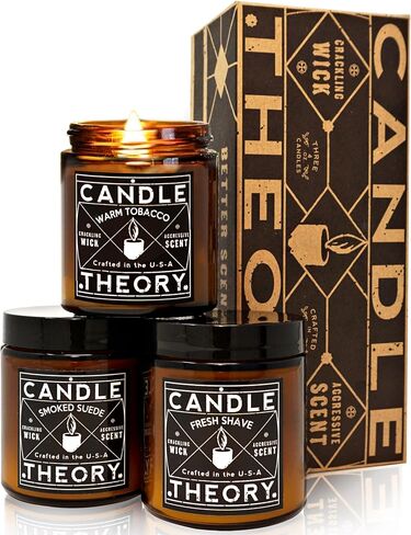 Scented Candle Gift Set with Crackling Wood Wicks 3, 4oz Candles, Misty Falls, Alpine Spruce, Spring Meadow - Designed for Both Men Women, Man Cave Decor Wood Wicks Candle Candles for Home in Saudi Arabia