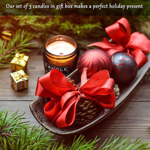 Scented Candle Gift Set with Crackling Wood Wicks 3, 4oz Candles, Misty Falls, Alpine Spruce, Spring Meadow - Designed for Both Men Women, Man Cave Decor Wood Wicks Candle Candles for Home in Saudi Arabia