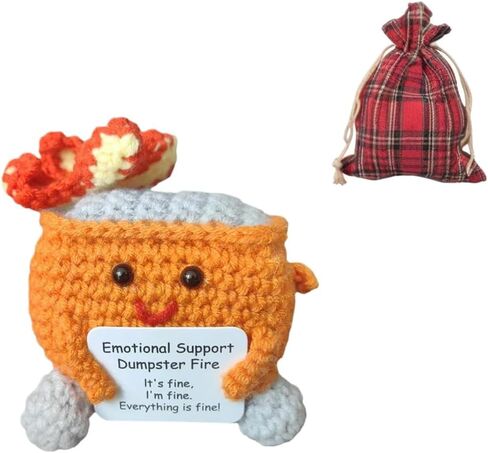 Crochet Dumpster Fire, Handmade Emotional Support Dumpster Fire Doll, Positive Dumpster Fire Crocheted Toy Funny Office Desk Decor for Friends,Coworkers, Students, Teachers in Saudi Arabia