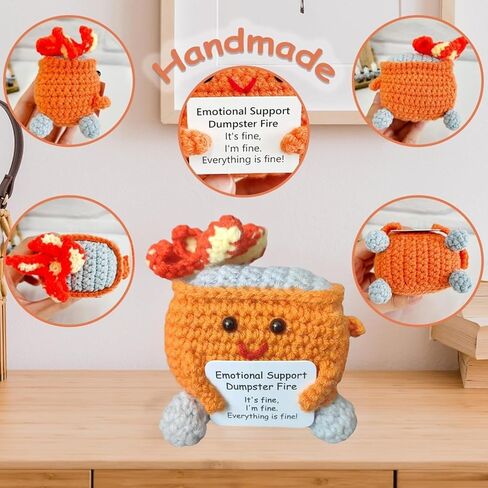 Crochet Dumpster Fire, Handmade Emotional Support Dumpster Fire Doll, Positive Dumpster Fire Crocheted Toy Funny Office Desk Decor for Friends,Coworkers, Students, Teachers in Saudi Arabia