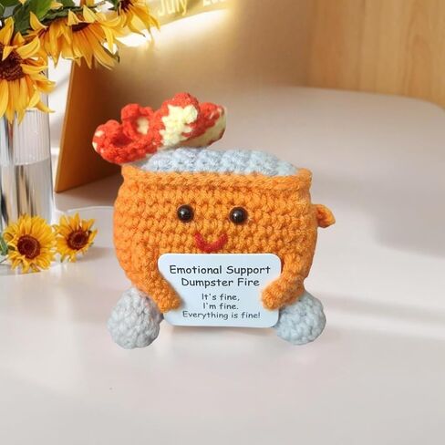 Crochet Dumpster Fire, Handmade Emotional Support Dumpster Fire Doll, Positive Dumpster Fire Crocheted Toy Funny Office Desk Decor for Friends,Coworkers, Students, Teachers in Saudi Arabia