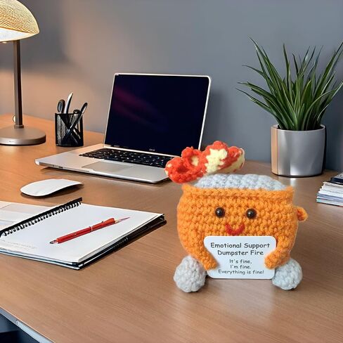 Crochet Dumpster Fire, Handmade Emotional Support Dumpster Fire Doll, Positive Dumpster Fire Crocheted Toy Funny Office Desk Decor for Friends,Coworkers, Students, Teachers in Saudi Arabia