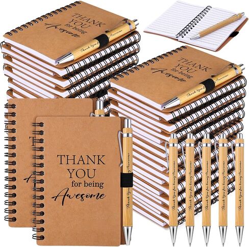80 Pcs Employee Appreciation Gifts Inspirational Spiral Notebooks Bulk Motivational Journals Thank You Bamboo Ballpoint Pens for Nurse Teacher Coworker (NEVER FORGET) in Saudi Arabia