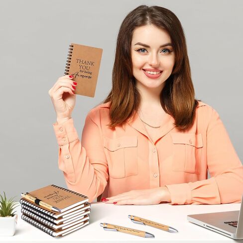 80 Pcs Employee Appreciation Gifts Inspirational Spiral Notebooks Bulk Motivational Journals Thank You Bamboo Ballpoint Pens for Nurse Teacher Coworker (NEVER FORGET) in Saudi Arabia