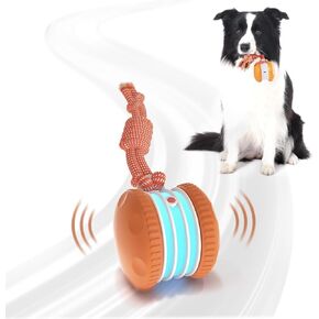 Interactive Dog Ball, Random Path Electric Automatic Moving and Rolling Dog Toy with Rope for Small Medium Large Dogs, Motion-Activated Dog Stimulation Toy for Boredom Relief (Orange)
