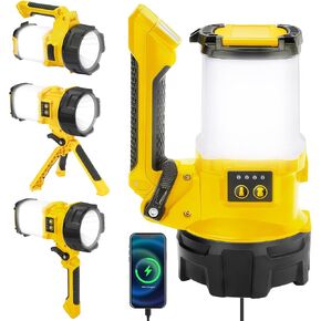 Rechargeable Camping Lantern, 6 Modes LED Flashlight Handheld Spotlight with 2000LM, 4400mAh Power Bank, IPX4 Waterproof Searchlight Work Light for Emergency Hiking Survival Kits