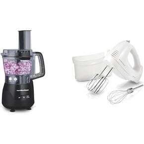 Hamilton Beach 4-Cup 250W Food Processor & 6-Speed 250W Hand Mixer Bundle with Storage Case