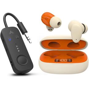 Avantree Relay - Premium Airplane Bluetooth 5.3 Adapter & Clan N1 - Active Noise-Canceling Wireless Earbuds for Music, Calls While Commuting with Hybrid ANC, Transparency Mode