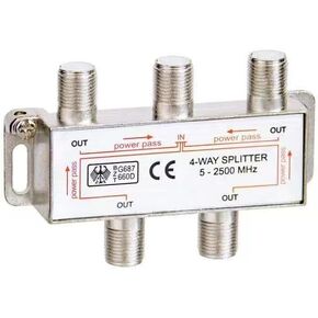 CORONIR 4 Way Coaxial Cable Splitter 5-2500MHz for STB TV, Antenna and MoCA Network, TV Antenna Splitter for RG6 RG59 Coax Cable Satellite HDTV, Pack of 1