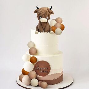 JeVenis Girls Highland Cow Cake Decorations Cake Topper Highland Cow Party Favors For Highland Cow Baby Shower Party Birthday Party Supplies