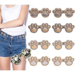GILINICE 4 Sets Pant Waist Tightener, Detachable Jean Buttons for Loose Jeans, Adjustable Jean Button Waist Buckle Set, No Sewing Required, Perfect Fit Instant Jean Button, Button Adjuster for Pants