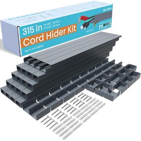 Grey Cable Concealer Wall Kit - 315in Cable Raceway for Extension Cord, Cord Cover Kit for Wall Mounted TV, Gray Wire Management, Decorative Electrical Cable Concealer, Cable Channel, Wire Molding