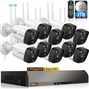 (5.5MP & PIR Detection) 2-Way Audio Dual Antennas Enhance WiFi Wireless Outdoor Camera System 3K 5.0MP 1944P Security Surveillance DVR Set Outdoor Wireless Security Cameras System
