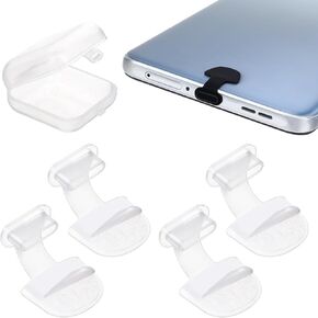 Giantree 4pcs USB C-ty-type مقابس الغبار المضادة للخسارة ، قابس الغبار USB C ، من نوع USB Cover Cover Atti Dust Plugs ، وسيليكون شحن ميناء الغبار جميع منافذ USB C (مع حالة واضحة) (أبيض) (أبيض)