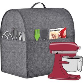 Stand Mixer Cover for KitchenAid Mixer, Multi Pockets, Water-resistant, Easy Cleaning (Black, Fit for Bowl Lift 5-8 Quart)
