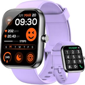Smart Watch for Men Women, Alexa Built-in Fitness Tracker with Call Function & 1.83" HD Touchscreen, Heart Rate/Sleep Monitor, 100 Sport Modes, IP68 Waterproof, iOS Android Compatible