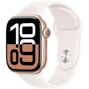 Apple Watch Series 10 [GPS + Cellular, 42mm] - Rose Gold Aluminum Case with Starlight Sport Band, S/M (Renewed)