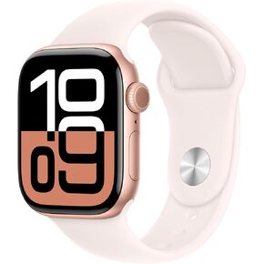 Apple Watch Series 10 [GPS + Cellular, 42mm] - Rose Gold Aluminum Case with Light Blush Sport Band, M/L (Renewed)