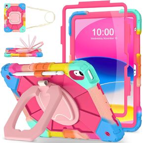 Wesorol Case for iPad (A16) الجيل الحادي عشر 11 بوصة (2025) الجيل العاشر من الجيل العاشر 10.9 بوصة (2022) ، حماية قطرة كاملة ، CASE 10th Gen مع حامل قلم شاشة الحامل الدوار ، Rose