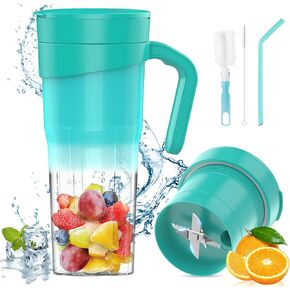 Portable Blender for Shakes and Smoothies, 16 Oz Mini Blender cup,with Six Blades USB Rechargeable Juicer Blender Cup for Baby Food Travel Kitchen, 470ML Green