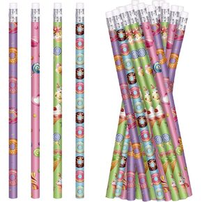 Donut Themed Pencils Valentines Days Pencils Wood Pencils with Various Donut Element Birthday Pencils Fun Assorted Colorful Pencils Fun School Pencils for Teacher Classroom (48)