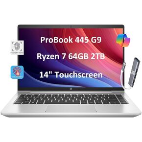 HP Latest ProBook 445 G9 Business Laptop (14" FHD Touchscreen, AMD Ryzen 7 5825U, 16GB RAM, 512GB SSD, 8-Core (Beats i7-1165G7)) FP, Webcam, Ethernet, Wolf Pro Security, Win 11 Pro, Silver