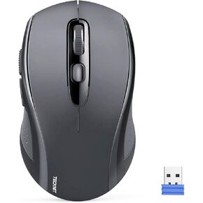 TECKNET Wireless Mouse for Laptop, 2.4G Wireless Bluetooth Mouse, 2-in-1 (BT 5.0/3.0+2.4Ghz) Mouse, 6-Level Adjustable 4000 DPI, USB Portable Mouse