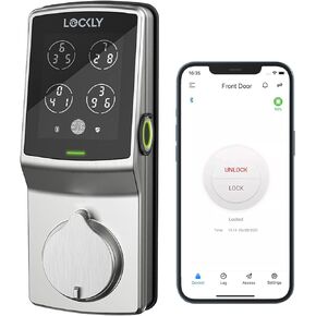 Lockly Secure Pro Bluetooth Smart Door Lock, Keyless Entry with PIN Genie® Digital Keypad, 3D Biometric Fingerprint Sensor Front Door Lock Deadbolt, Voice Control & Auto Lock - Deadbolt Edition