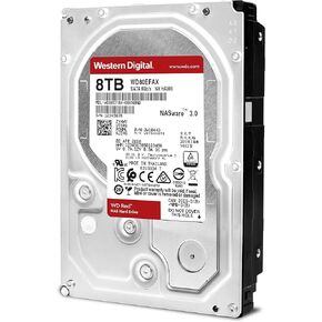Western Digital Bare Drives WD Red 8TB NAS Hard Disk Drive - 5400 RPM Class SATA 6 GB/S 256 MB Cache 3.5' (WD80EFAX) (Renewed)