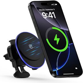 Wireless Car Mount Charger Magnetic Charger for Samsung Galaxy S25 Ultra S24 Plus S23 FE S22 S21 S20 S10/15W Fast Air Vent Auto Phone Magsafe Wireless Car Charger for iPhone 16e 16 Pro Max 15 14 13 12