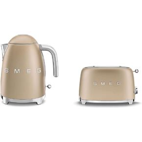 Smeg Electric Kettle Matte Champagne & 2-Slice Toaster Matte Champagne