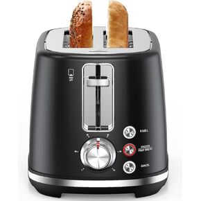 2 Slice Toaster with 1.5" Extra Wide Slots & Removable Crumb Tray 6 Browning Options, Auto Shut Off & Frozen Function, Toast Fruit Bread, Bagel & Waffle, White