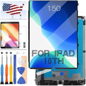 for iPAD 10th Generation Screen Replacement Kit 10.9" for iPad 10 10th Gen 2022 LCD Screen A2696 A2757 A2777 Display LCD Full Assembly Repair Parts with Tempered Glass (Black,Not Touch Digitizer)