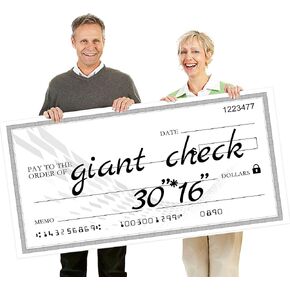 Big Check Large Check - 30" x 16" Oversized Checks Giant Blank Check Dry Erase Check for Awards, Charity & Donation Events，Fake Check for Presentations