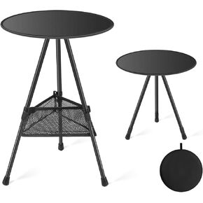 Tentock Circle Small Coffee Table Collapsible Folding Triangular Support Removable Board Adjustable Stretch Travel Camping Home Fishing