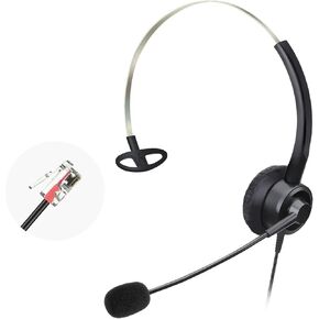 RJ9 Phone Headset with Microphone Noise Cancelling Office Telephone Headphone Compatible with Avaya 1416 9508 1408 1120 5410 5420 9408 9640 4424 4610 6424D+ Landline Phones