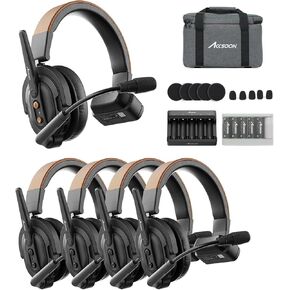 Accsoon Como SE Wireless Headset Intercom System, 5-Person 2.4GHz Full-Duplex Team Communication1312ft Range, Group Talk Headset, 30H+ Hour Battery Life, 1 Host & 4 Remote for Real-time Monitoring
