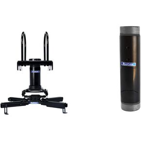 QualGear Pro-AV QG-KIT-TA-3IN-B Projector Mount Kit Accessory with A Truss Ceiling Adapter, 3" 1.5", Black & QG-PRO-PM-6IN-B Pro-AV 1.5" Npt Threaded Pipe, 6" Length Projector Accessory, Black