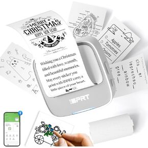 Sticker Printer, Print Pod Mini Bluetooth Portable Sticker Maker with 1 Rolls Paper, Mini Printer for School Supplies, Pictures, DIY, Gift, Free App with Multiple Templates for Phone & Tablet, Grey