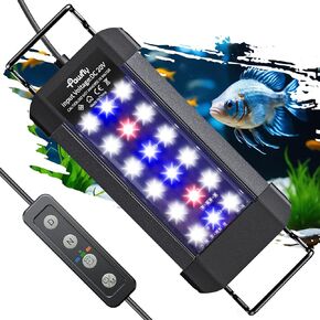 Pawfly Aquarium LED Light for 12 to 18 Inch Fish Tanks Extendable Fish Tank Light with Full Spectrum Brilliant White Blue Red Lights with Daytime & Night Modes Timer Auto On/Off Adjustable Brightness