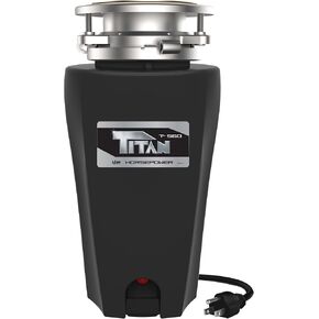 TITAN 10-US-TN-560-3B Garbage Disposal, 1/2 HP - Economy, Black with Stainless Steel Flange