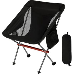 Ultralight Portable Camping Chair,Aviation Aluminum Frame Compact Folding Chairs,300lbs Capacity with Wide Feet and Storage Bag,Suitable for Camping,BBQ,Hiking,Beach,Lawn(Gray)