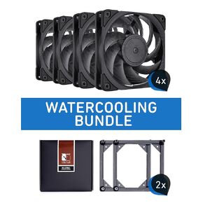 Noctua Bundle: 4X NF-A12x25 PWM chromax.Black.swap, Premium Quiet Fan, 4-Pin (120mm, Brown) + 2X NA-SFMA1, Fan Mounting Adaptors (4 Pieces, Black)