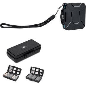 JJC Portable SD Micro SD Card Case with 3-Slot Camera Battery Memory Card Case, Water-Resistant & Anti-Shocked