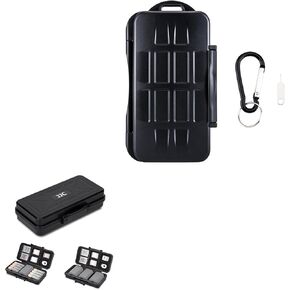 JJC Compact Flash Micro SD Card Case with 3-Slot Camera Battery Memory Card Case, Water-Resistant & Anti-Shocked