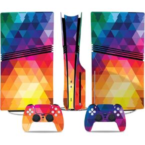 Skin for PS5 Pro Disc Version, Vinyl Sticker Skins for Play-Station 5 Pro, Wrap Decal Cover Protective Accessories for PS5 Pro Disc Edition(Yellow Grid)