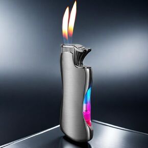 Cool Lighters, Butane Refillable Lighter, Unique Lighters with Visible Gas Tank and Double Soft Flame, Unique for Men Dad Husband (Fuel Not Included)