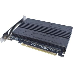 M.2 PCIe Adapter x16 Gen4 for 4 Ports M2 SSDs, PCIe M.2 Expansion Card for 4 M.2 2280 2260 2242 2230 NVMe SSDs M Key with Advanced Cooling Heat Sink