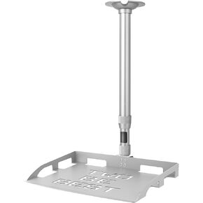 2-Be-Best Projector Ceiling Mount with Tray, 14.4-23.6IN / 37-60CM Height Adjustable Universal Tray Mount 360° Rotation Ceiling Projector Shelf Upgraded Silver