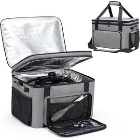 Slow Cooker Carrying Bag, Double Layer Insulated Design Slow Cooker Carrier with Removable Hard Liner and Pot Lid Fastener for 6-8 Quart Crock Pot, Black